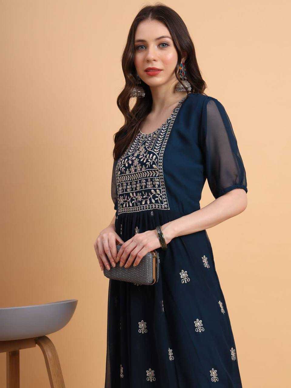 YNF GEORGETTE RVL BRAHMASTRA8 KURTIS WHOLESALE CASUAL LONG KURTIS MANUFACTURER     